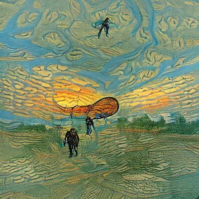 Sunset Parachute Jump as Impressionist Art