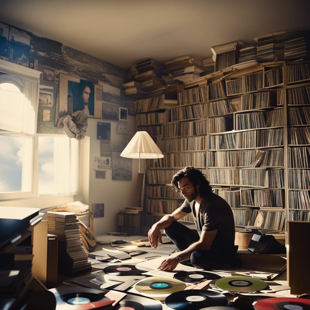 Heavenly Sunshine in Music Room with Records