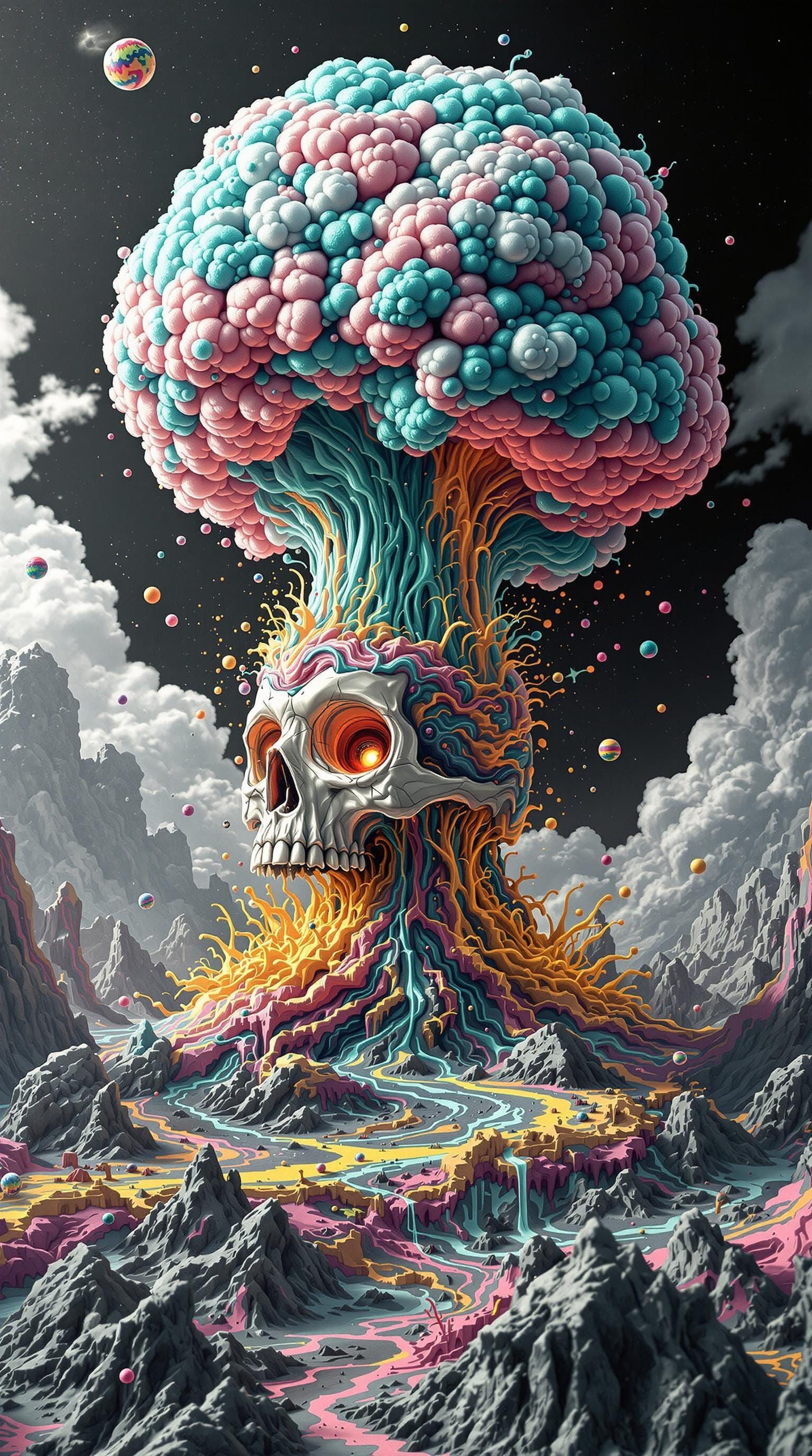 Psychedelic Brain Explosion in Optical Surreal Tryptamine La...
