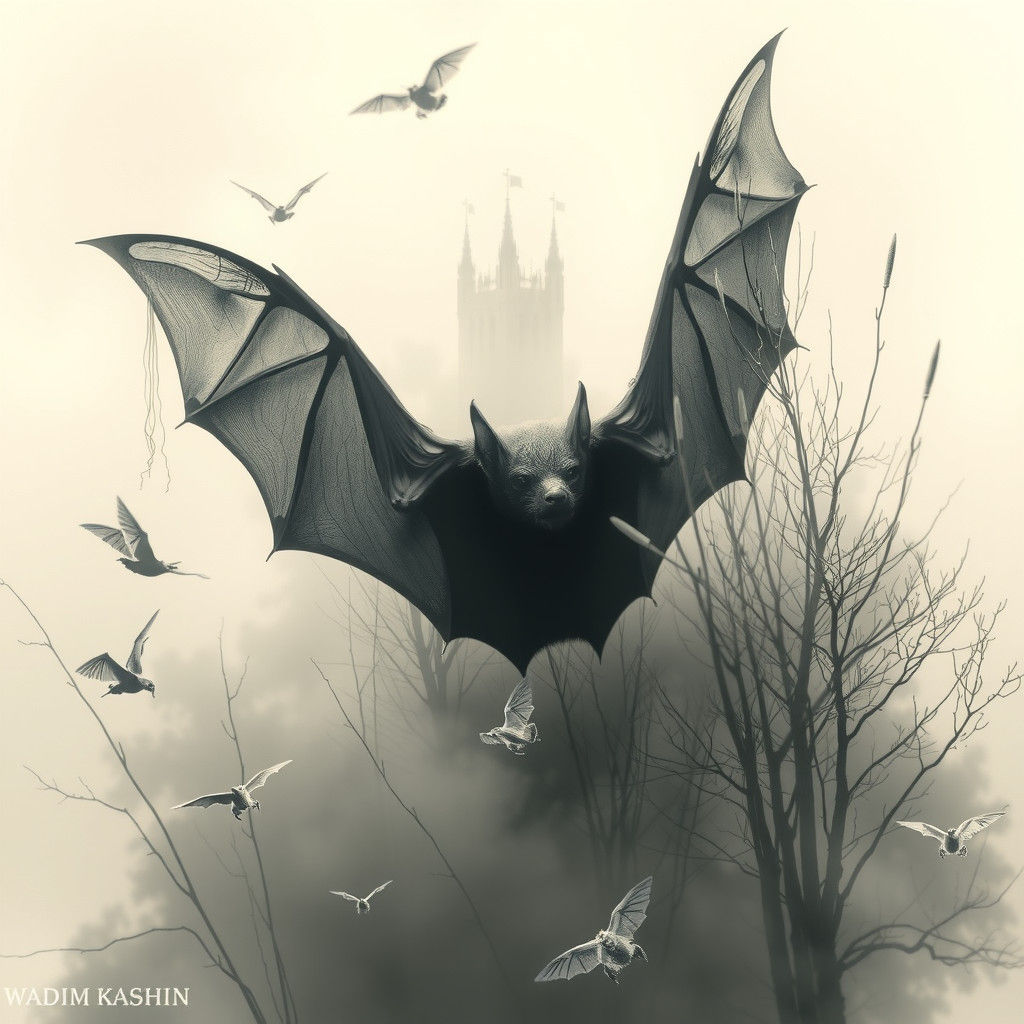 Bat Crown in Foggy Swamp: Psychedelic String Art