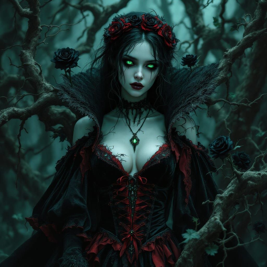 Gothic Snow White in Dark Surrealist Style