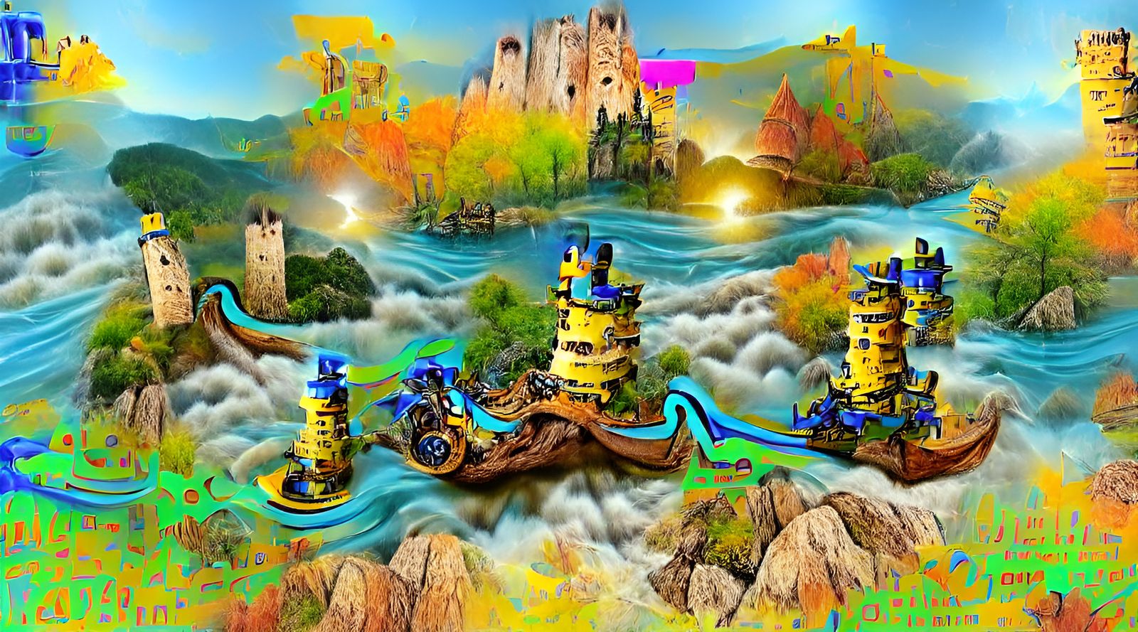 Steampunk Rococo Castle in a Magical Forest