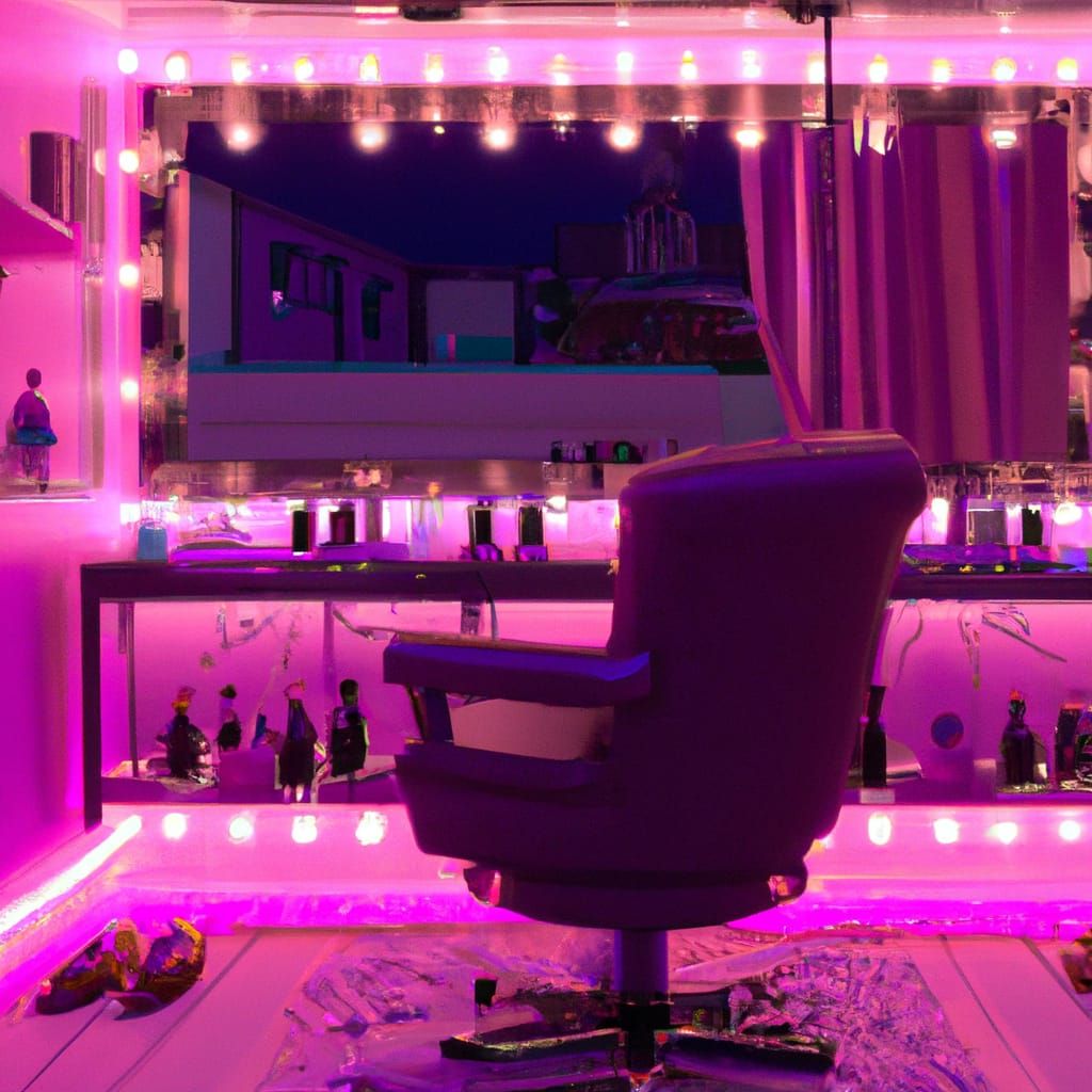 Elegant Makeup Room with Purple Pedicure in 8K