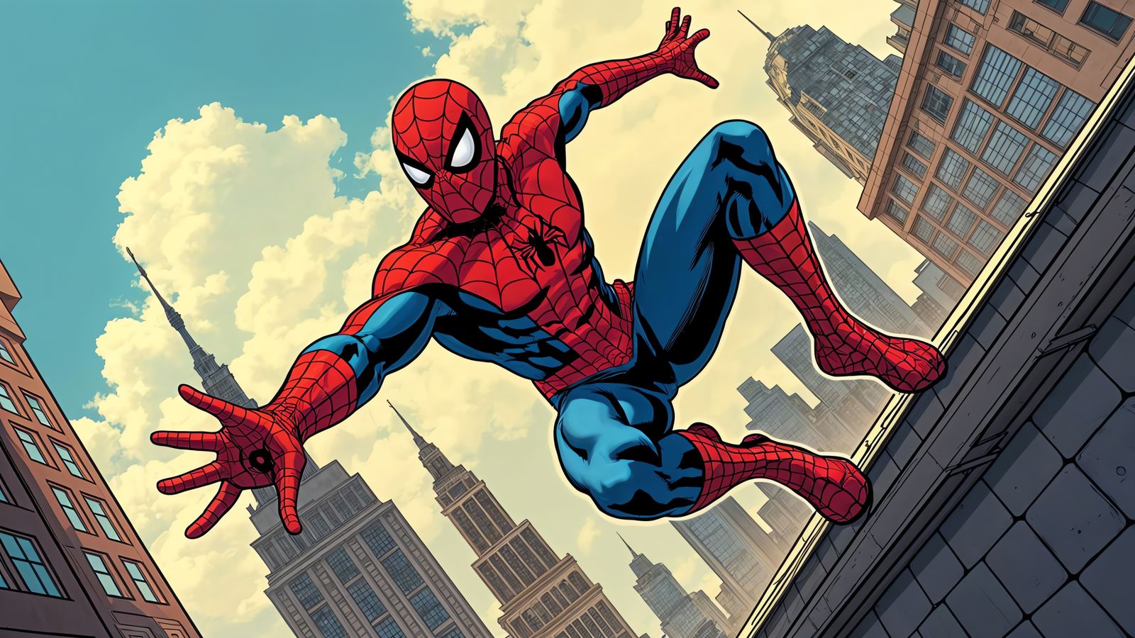 Spider-Man Parkour in Comic Book Style