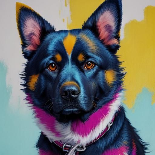 Abstract Dog Portrait in Complementary Colors