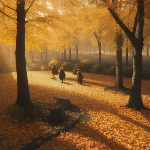 Children Playing in Autumn Leaves, Impressionism