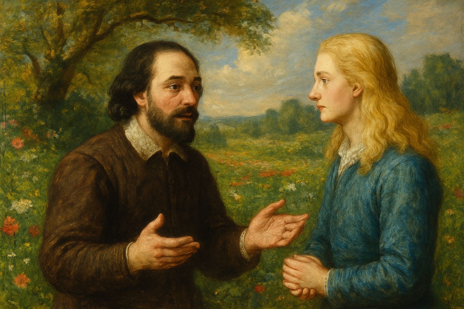 Shakespeare's Spring Meadow in John Constable Style