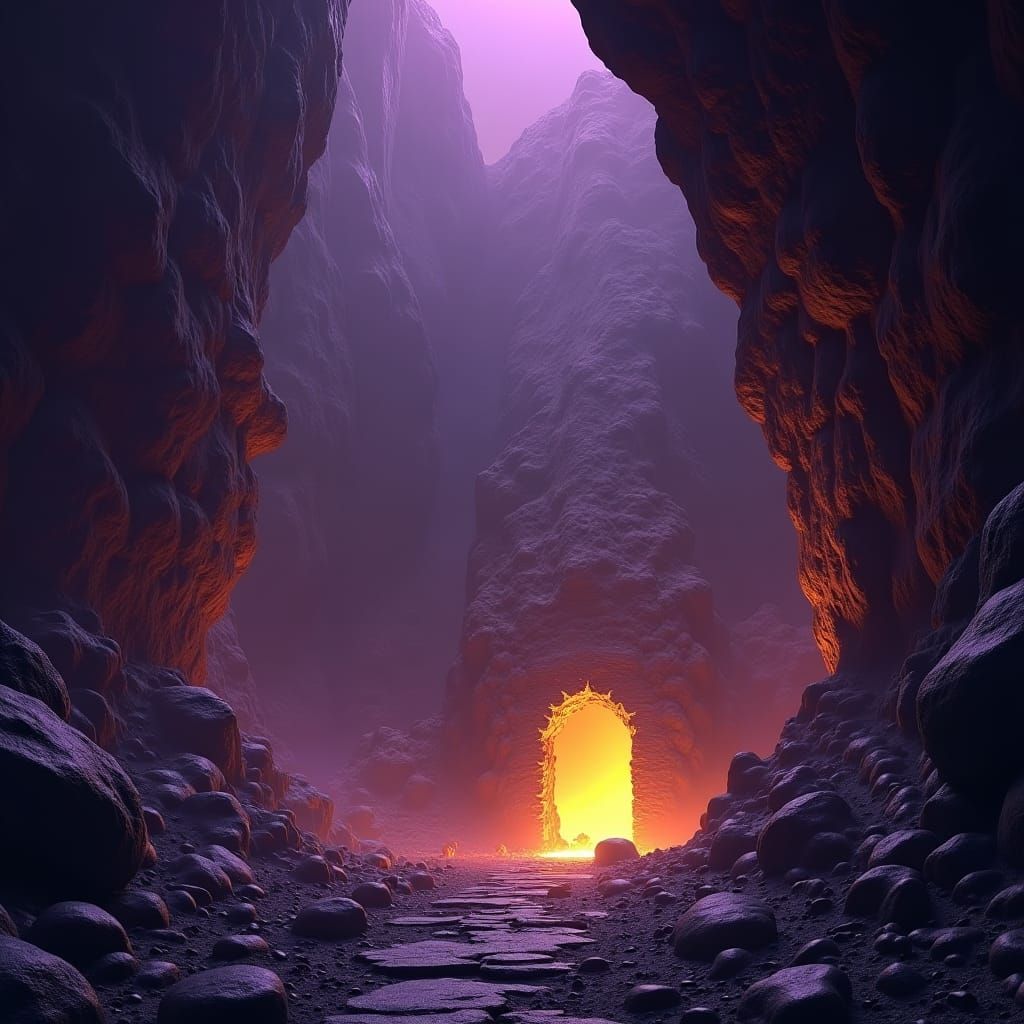 Epic Fantasy Forge in Mountain Cavern