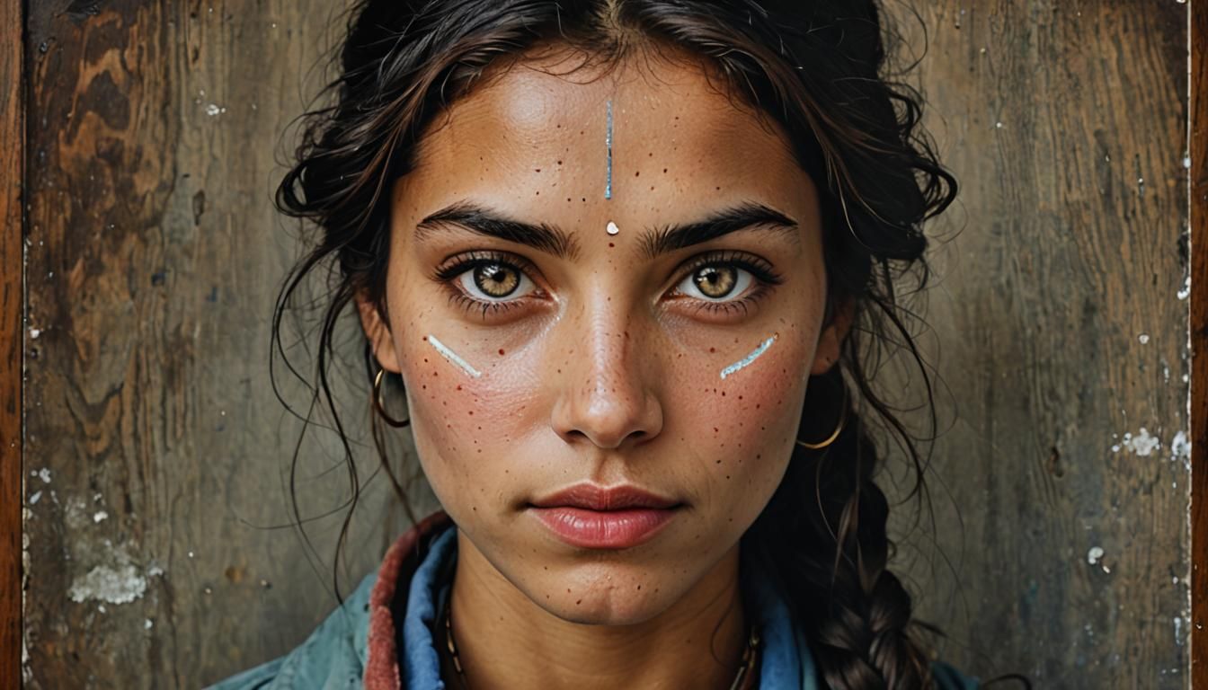 Chalk Portrait of a Beautiful Girl