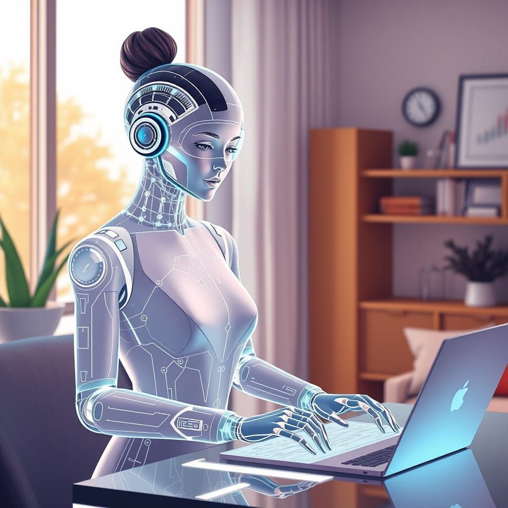 Futuristic Hologram Assistant in a Modern Home