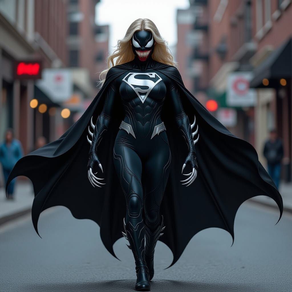 Venomized Supergirl Symbiote Transformation in Horror Style