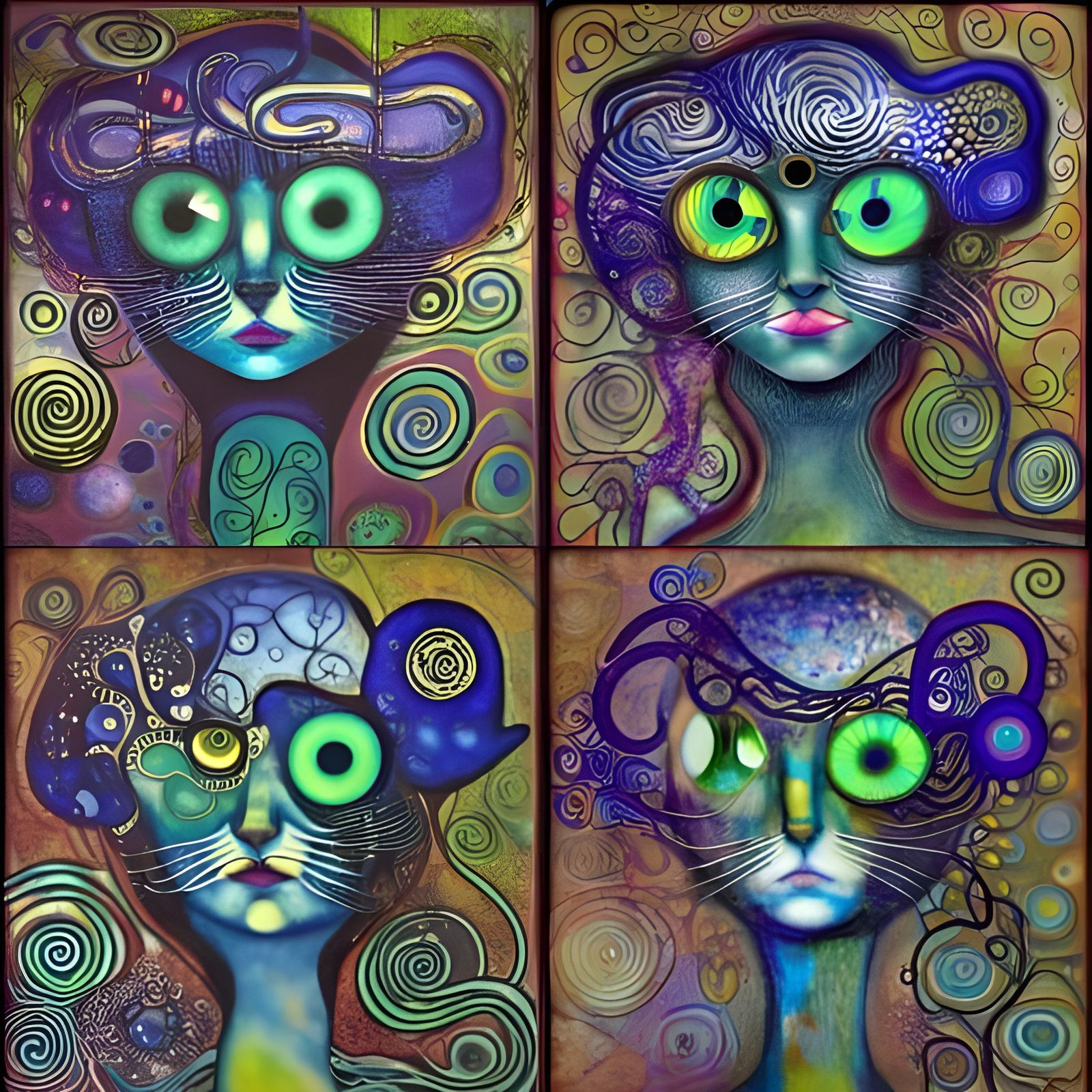 Majestic Kitten in Whimsical Surrealist Art Nouveau Masterpi...