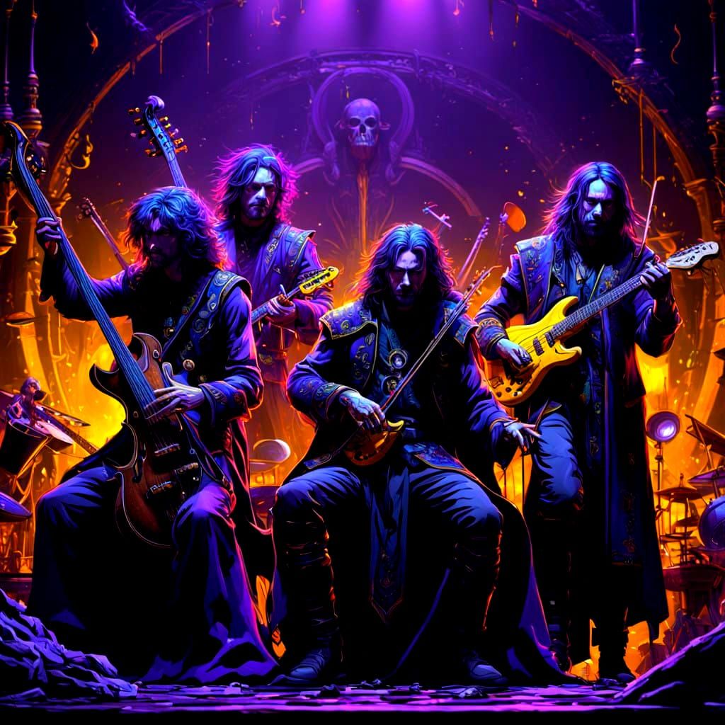 Dark Fantasy Music Band in Vibrant Splendor
