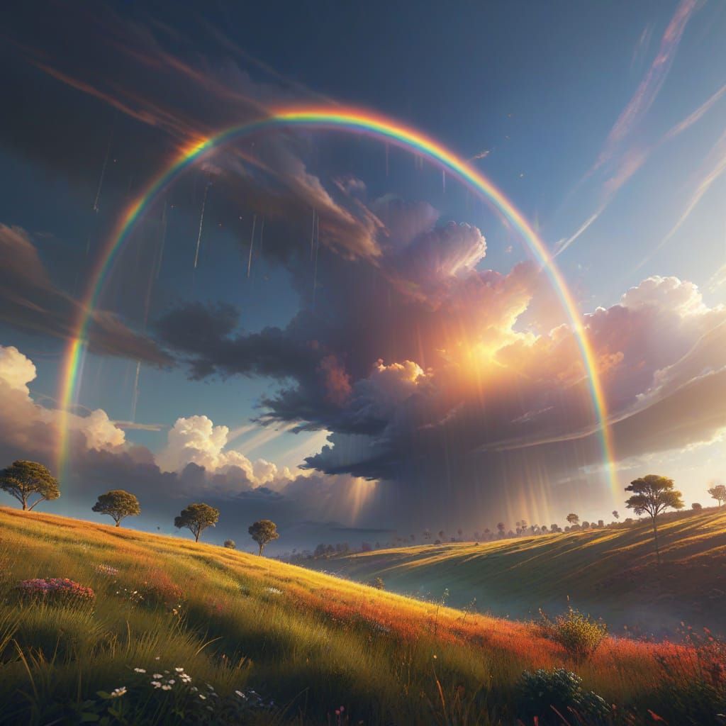Oversized Rainbow Glows in Dreamlike Afternoon Sky