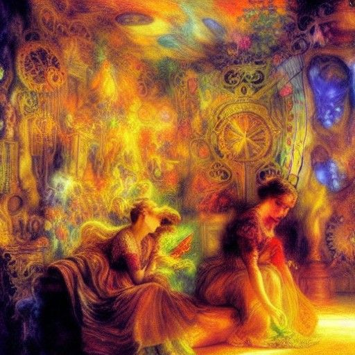 Hummel Figurines in Laser Room: Romantic Visionary Art