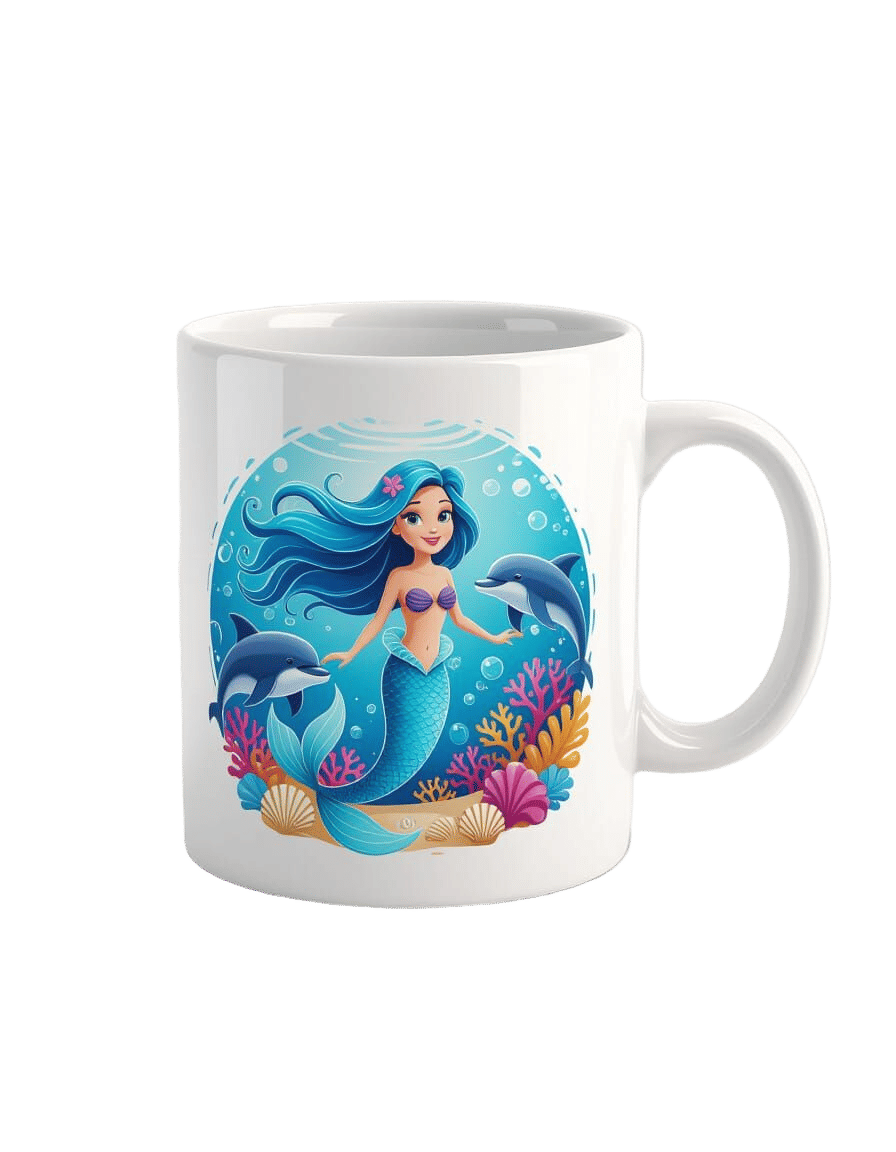 Pixar Style 3D Render of a Mermaid Mug