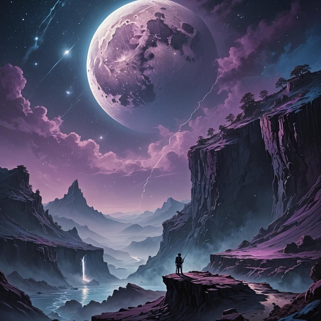 Fishing for Stars on the Moon: A Fantasycore Painting