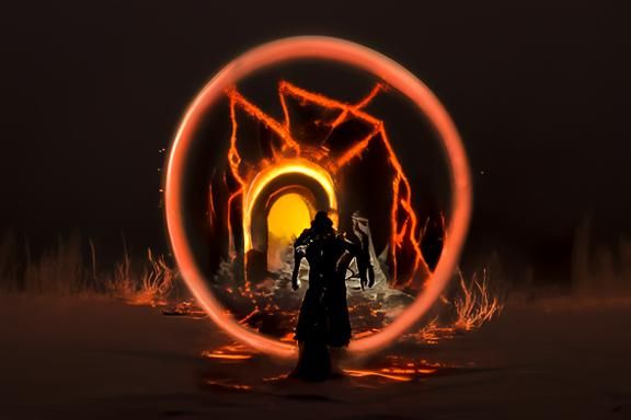 Female Warlock Summons Dark Dimension Portal in 3D