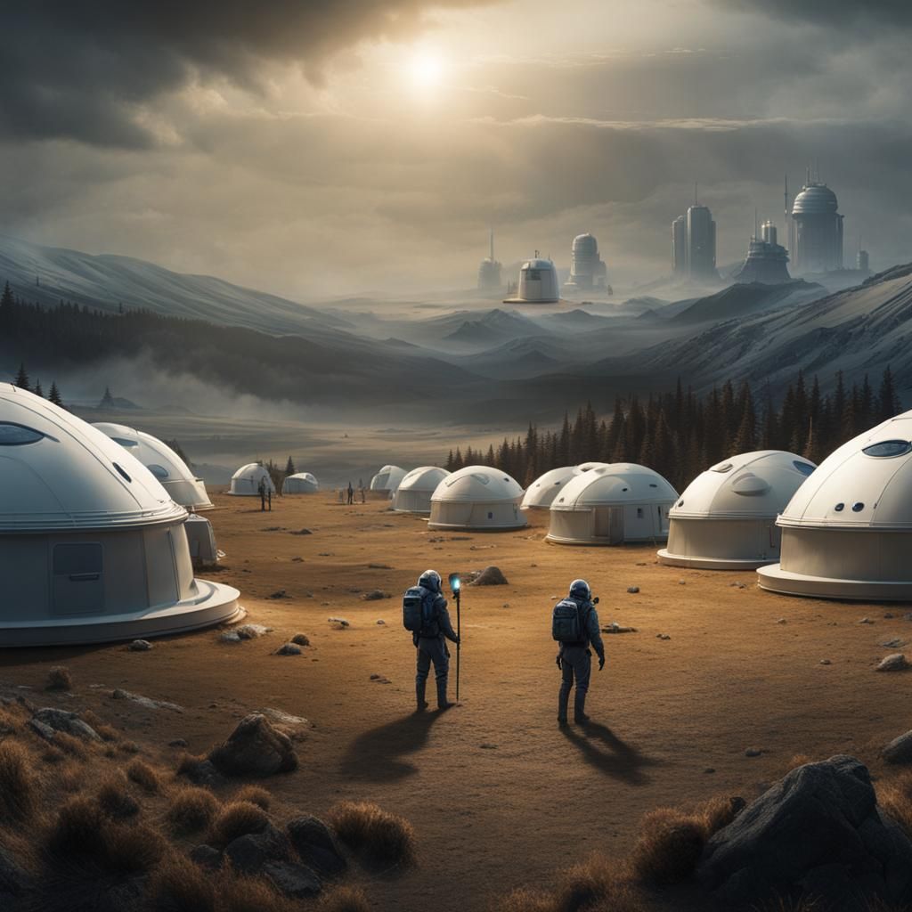 Autophage Camp in Dark Science Fiction Style