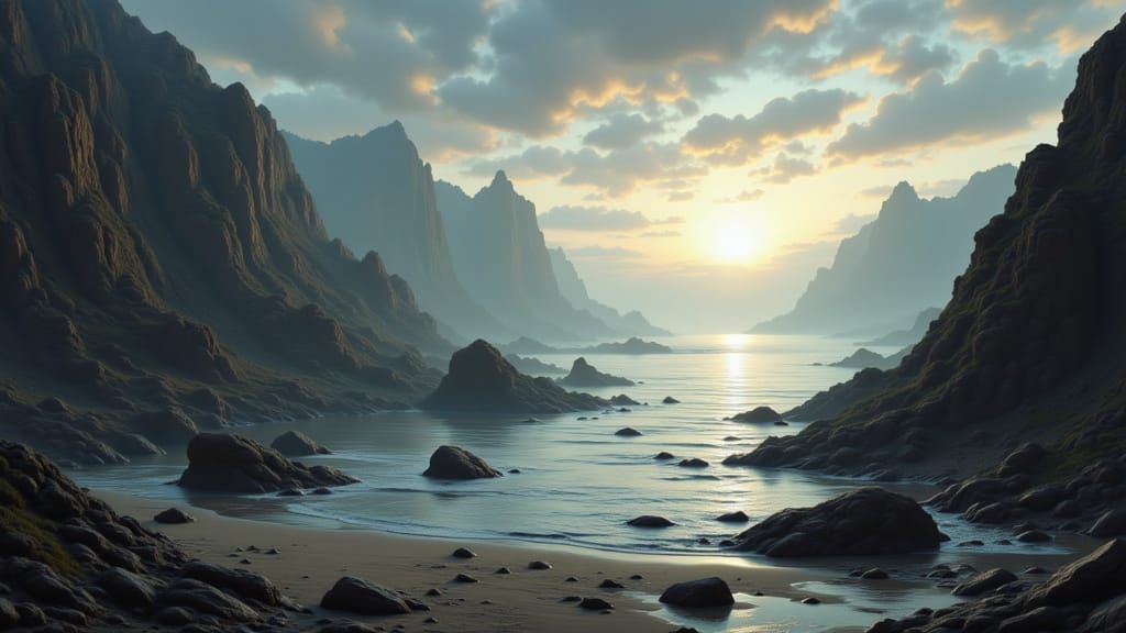 Serene Ocean Seascape with Distant Horizon