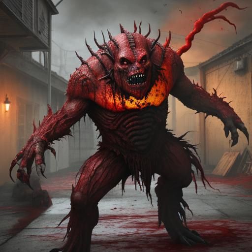 Blood Creature in Dark Sinister Fantasy Style