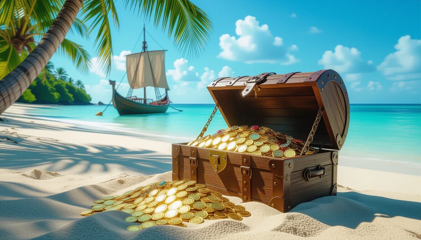 Sunken Treasure Trove on Desert Island