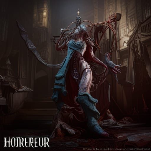 Horrific Goddess of Disease in Dark Fantasy Style