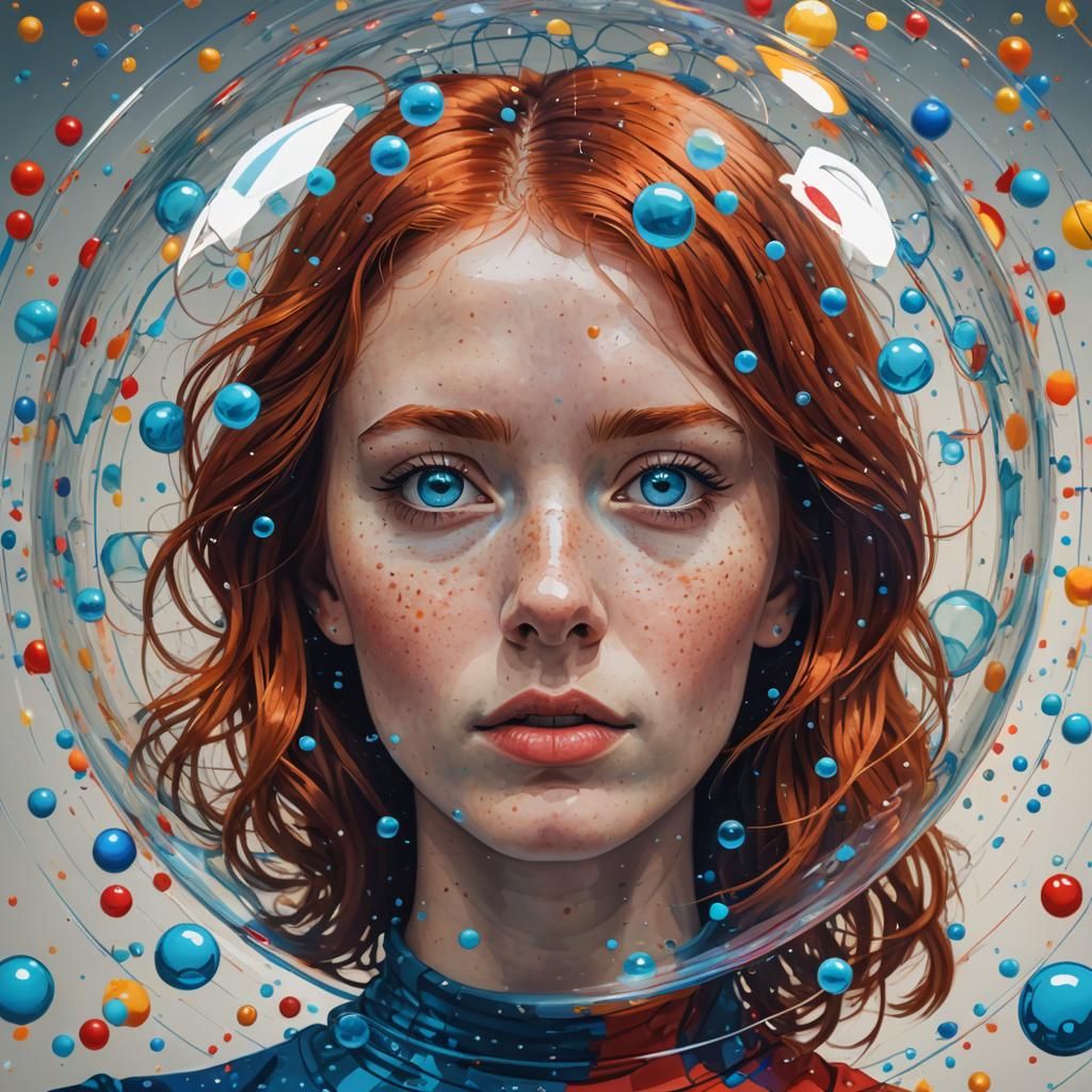 Woman in Bubble: Pop Art Digital Screen Print