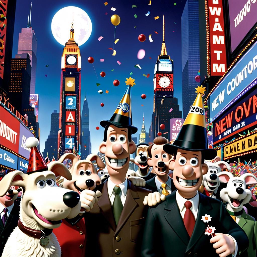 Wallace and Gromit Celebrate New Year's Eve