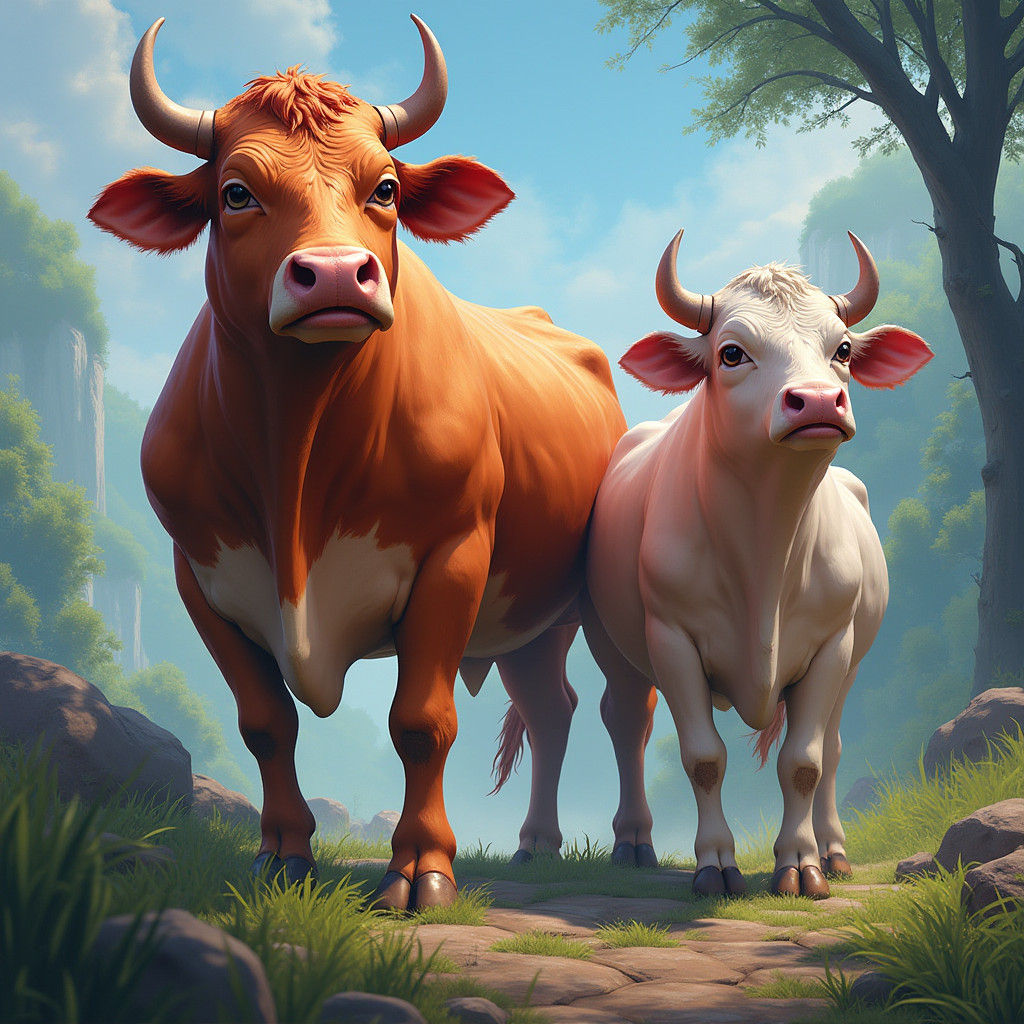 Detailed Pichwai Art Cow Painting in Deep Color