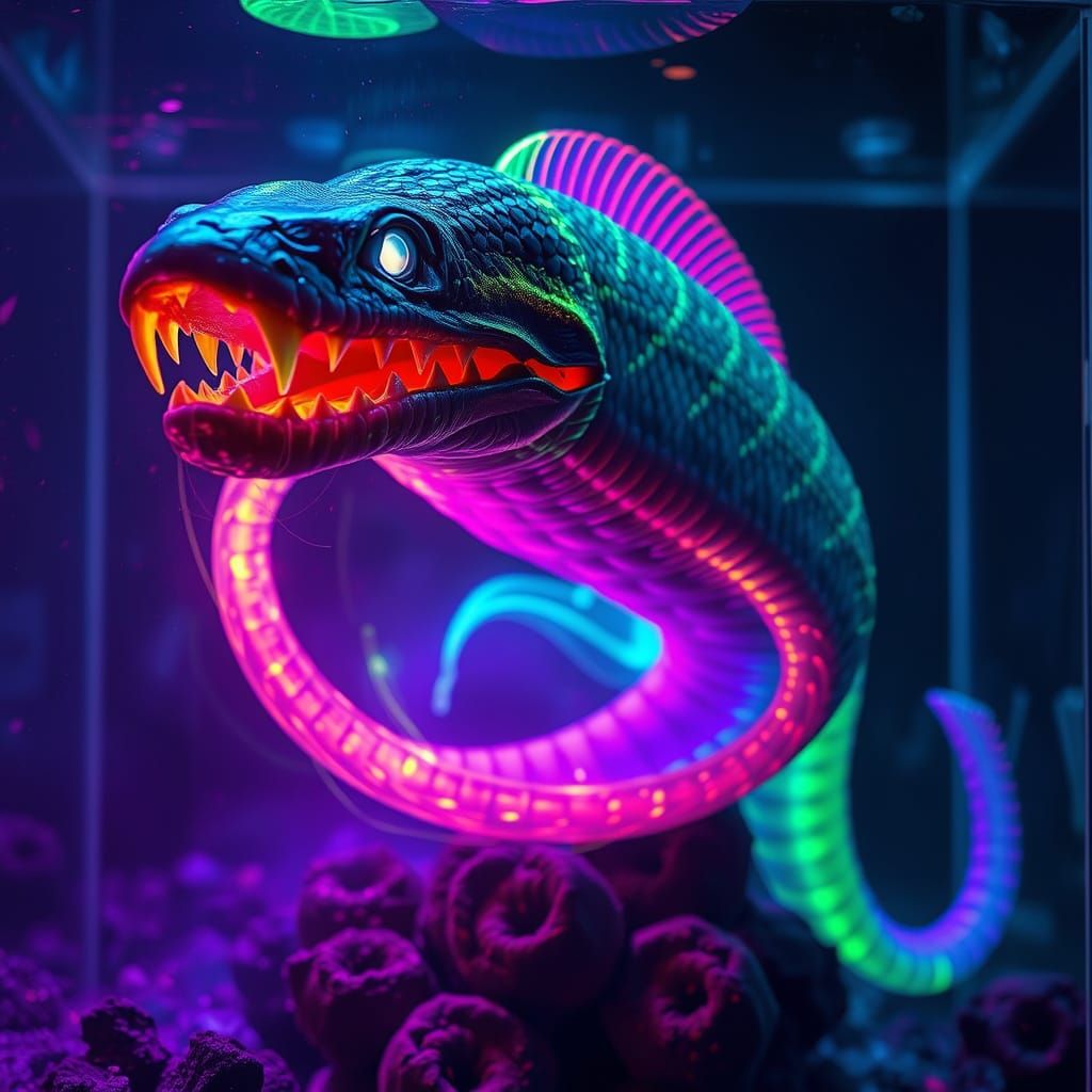 Electric Eel Radiates Otherworldly Energy in a Glowing Tank