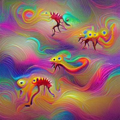 Psychedelic Abstract Creatures in Vibrant Colors