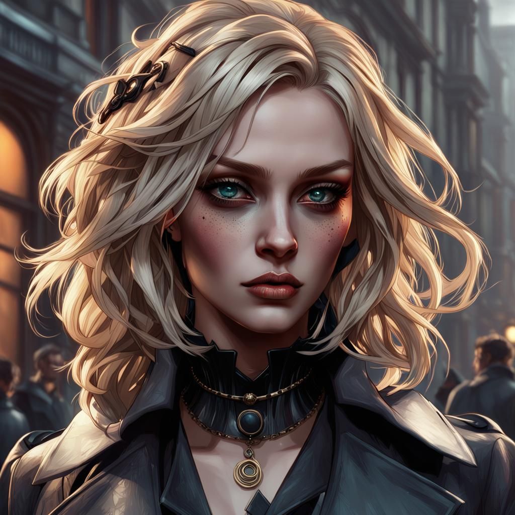 Young Goth Lady in Modern Attire: Digital Portrait