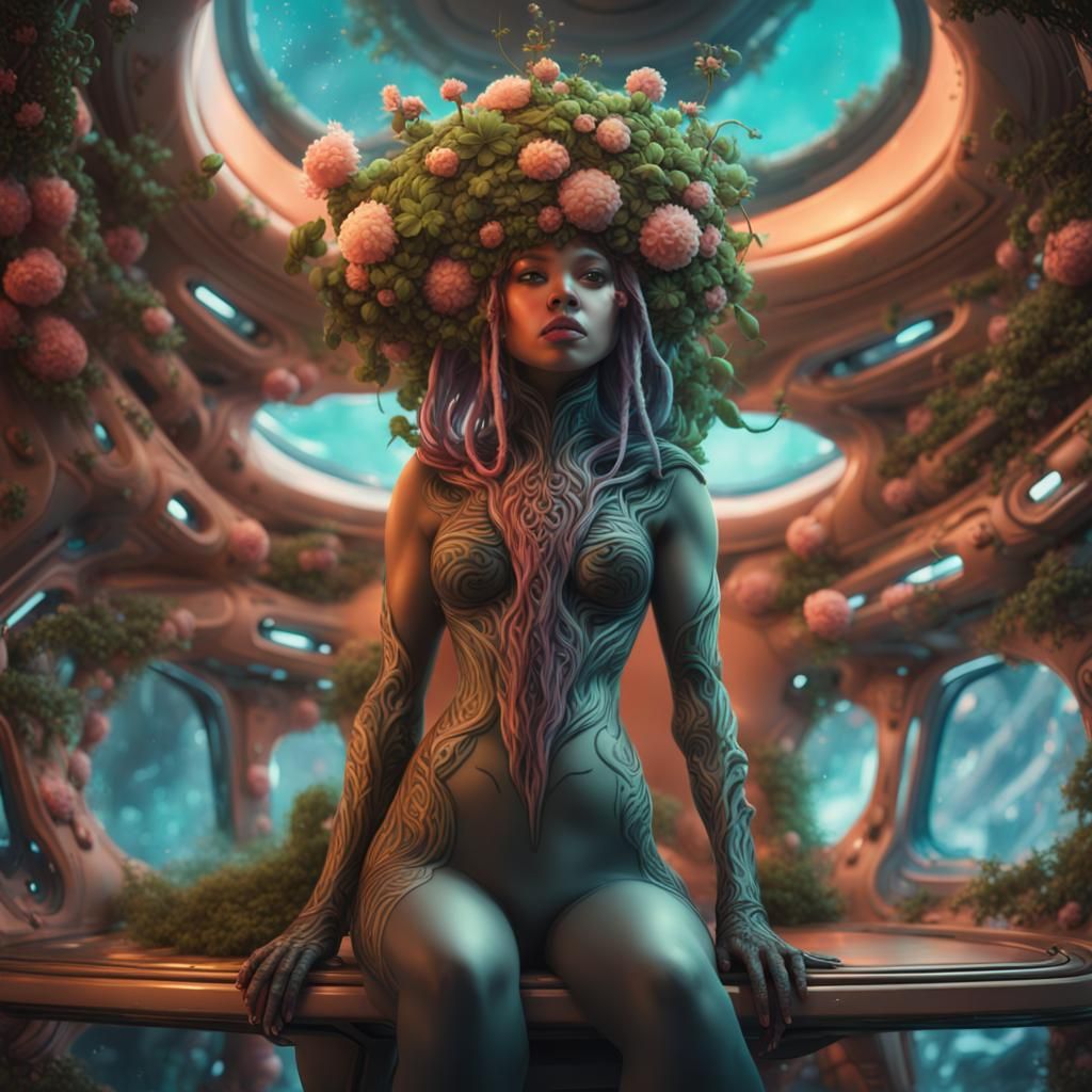 Plant Woman on Flower Spaceship