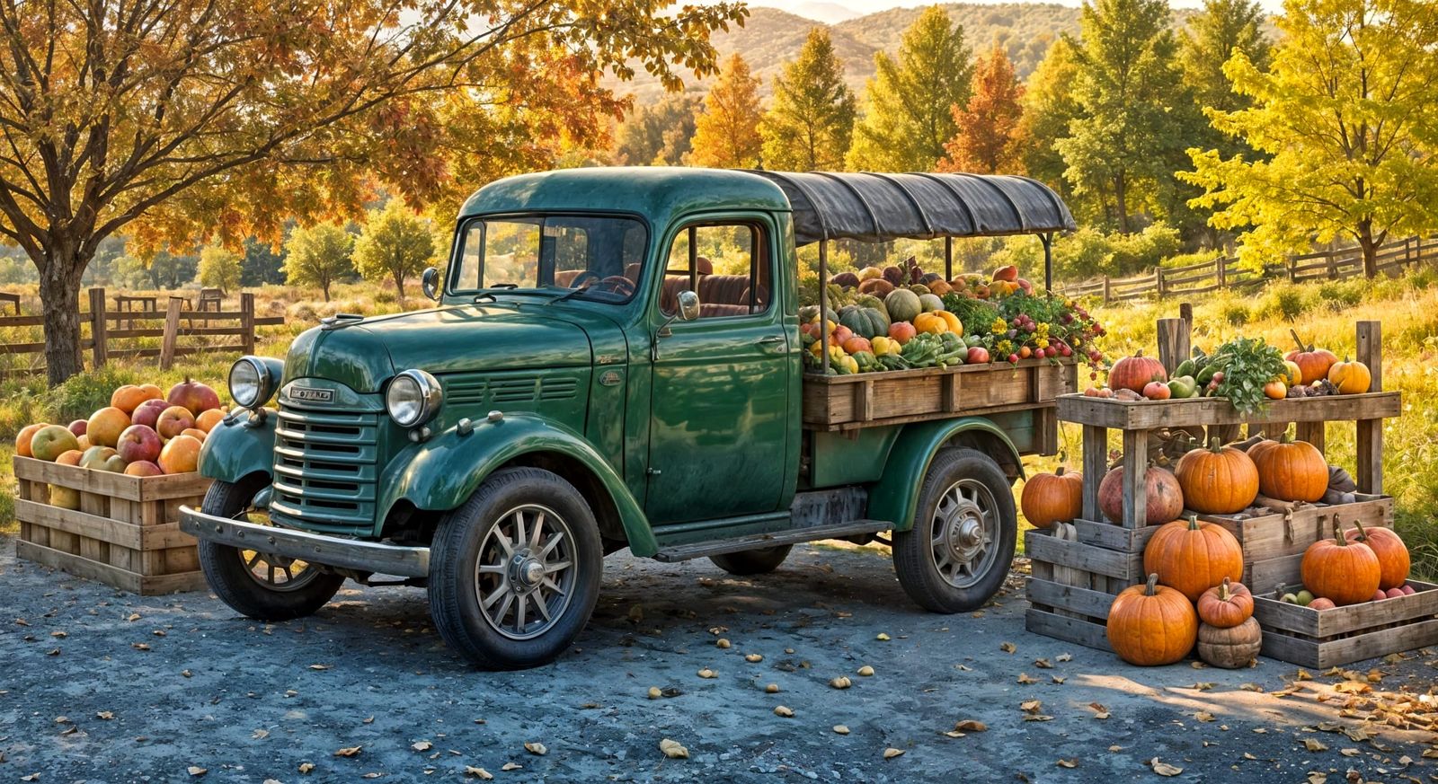 Rustic Farmstand in Autumn Sunlight
