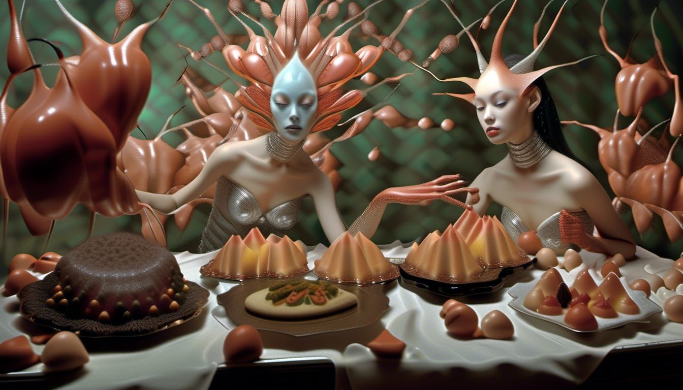 Exquisite Alien Life Forms in Surreal Landscape