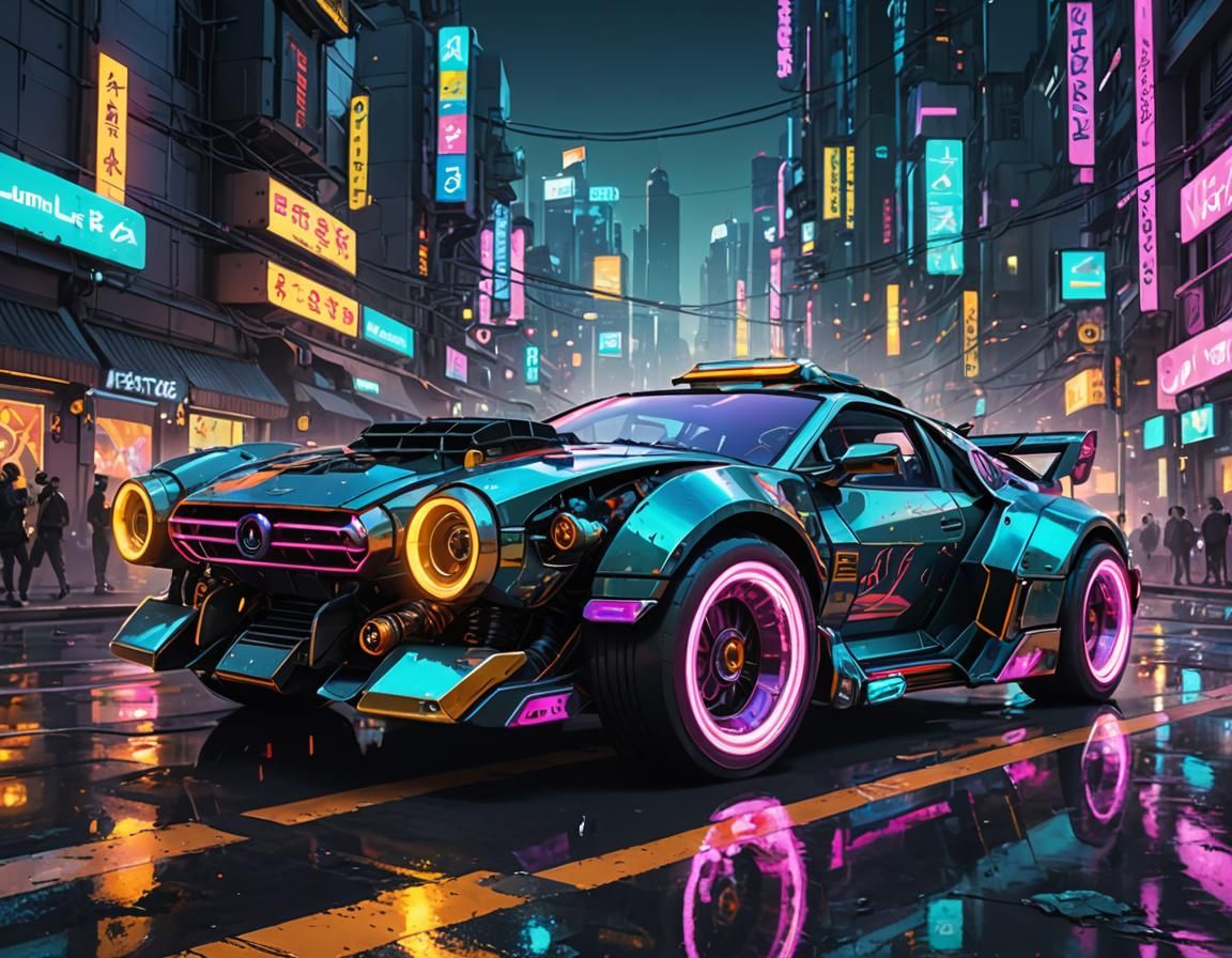 Futuristic Solarpunk Racing Car on Urban Track