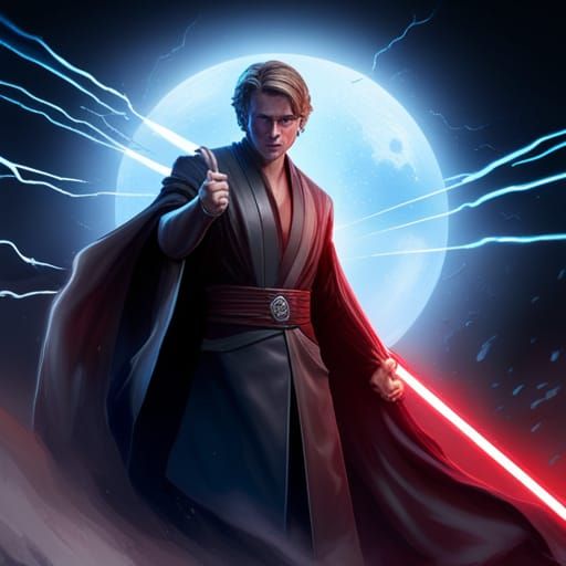 Anakin Skywalker Unleashing Force Lightning
