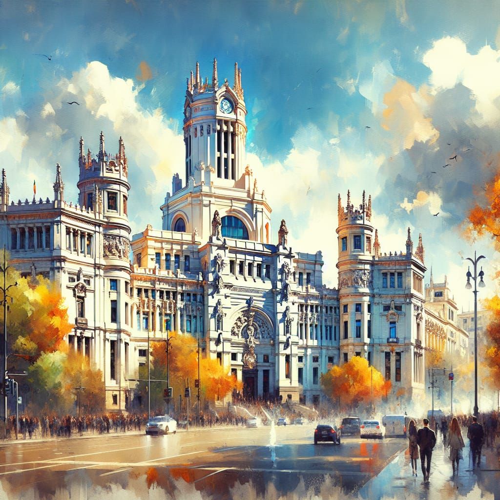 Autumn City Hall Masterpiece in Fresco-Style