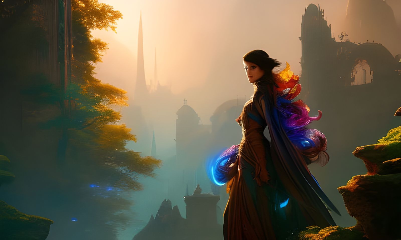 Peacock Haired Lady: Digital Art Portrait