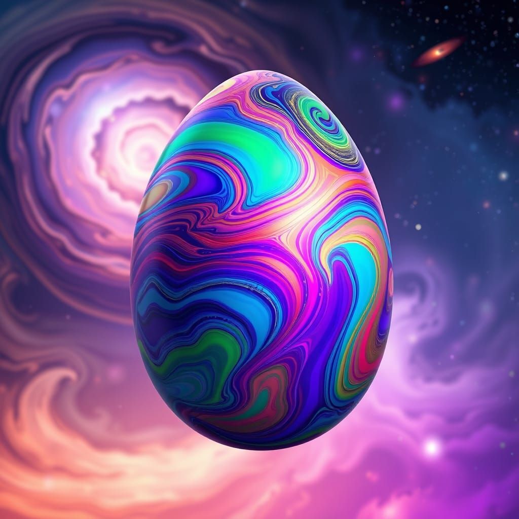 Ethereal Cosmic Egg in Vibrant Iridescent Colors