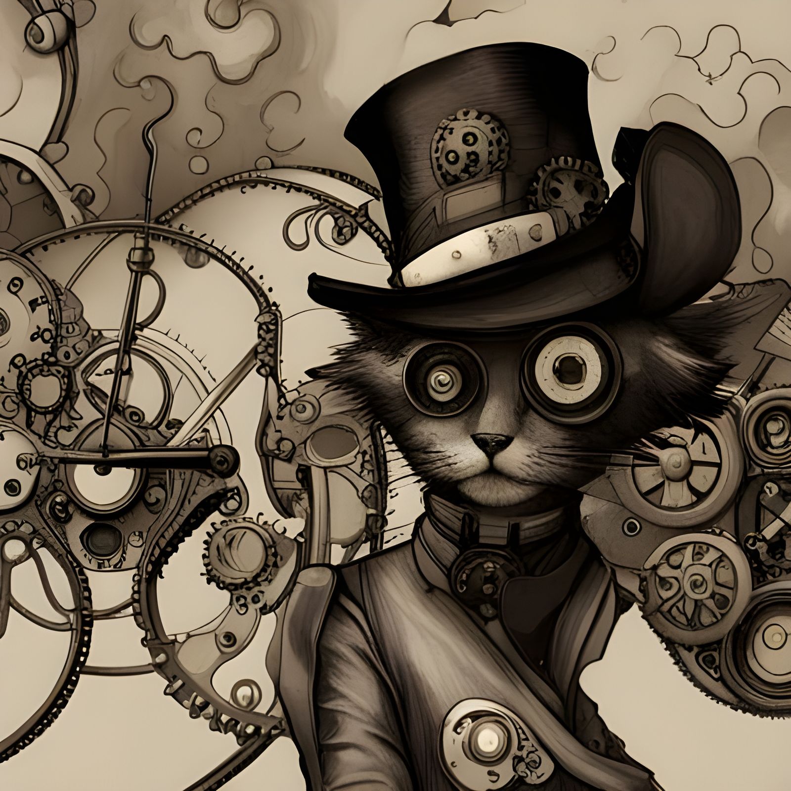 “Steampunk Mad Hatter cat”