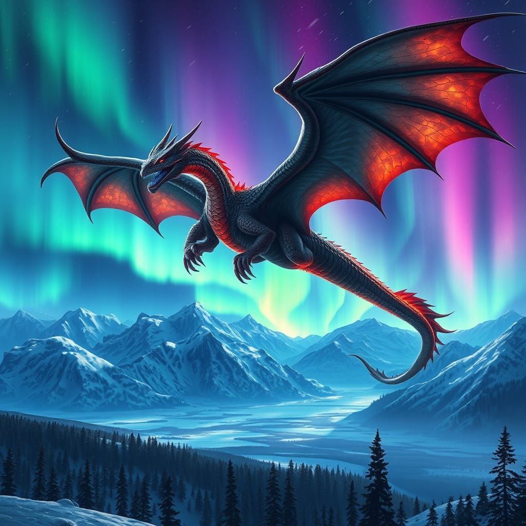 Ancient Dragon Soars Through Northern Lights