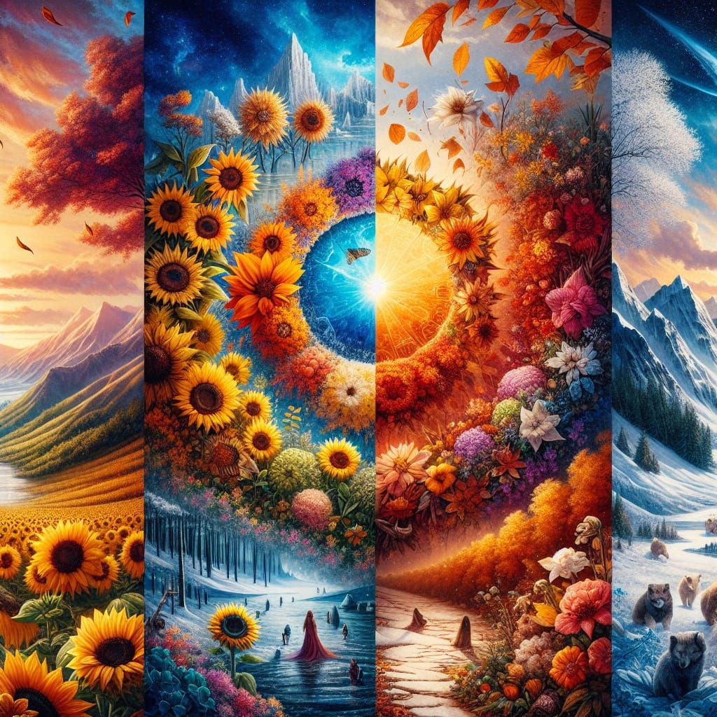 Seasons Collage in Unreal Engine Concept Art