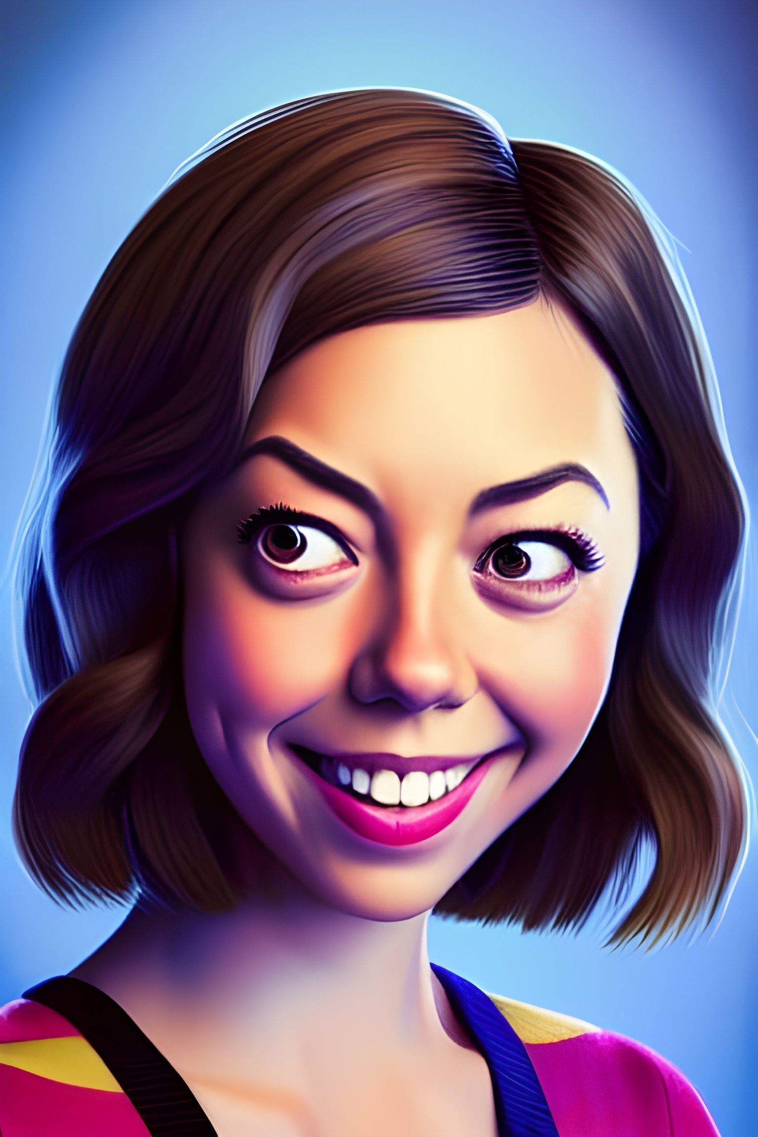 Aubrey Plaza Smug Smile, 3D Digital Art