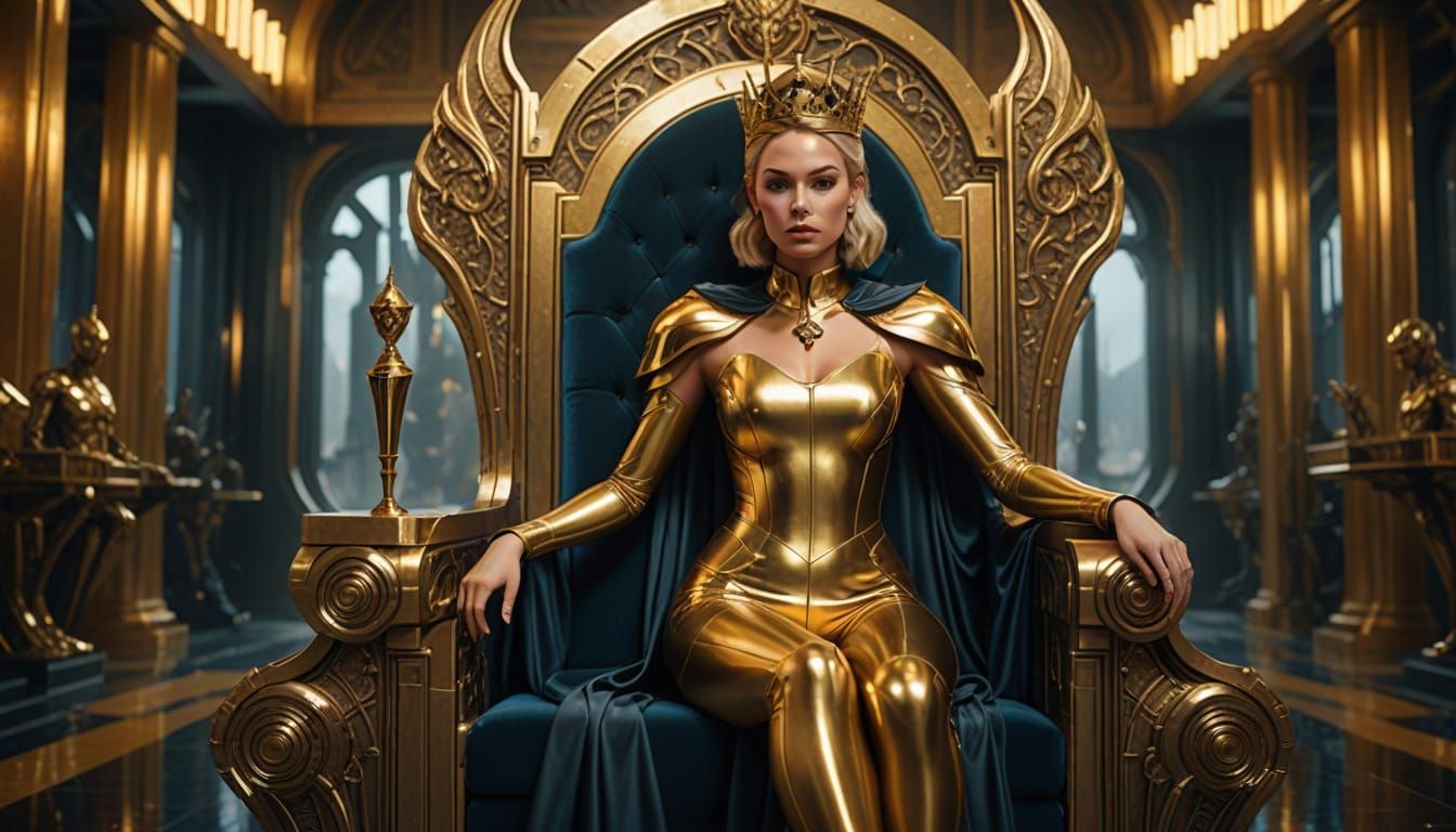 Surreal Goddess Reigns in Cyberpunk Opulence