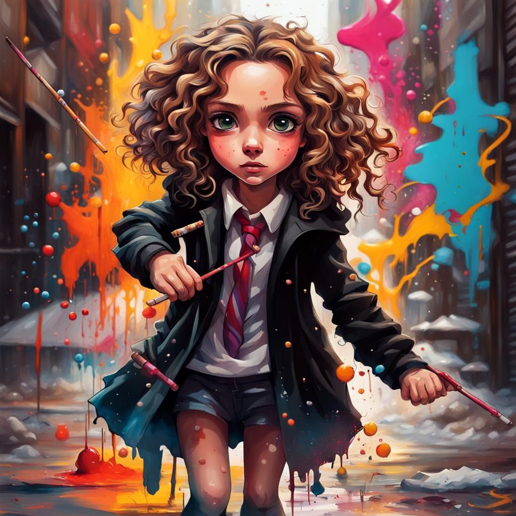 Chibi Hermione Granger's Magical Graffiti Adventure
