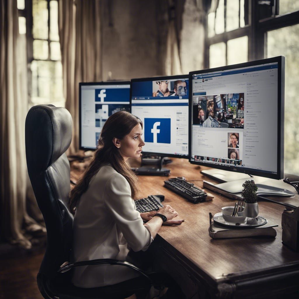 Businesswoman with Facebook Logo: Professional Studio Portra...