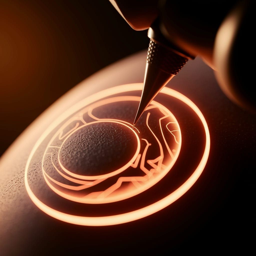 Macro Photo of Bioluminescent Moon Tattoo