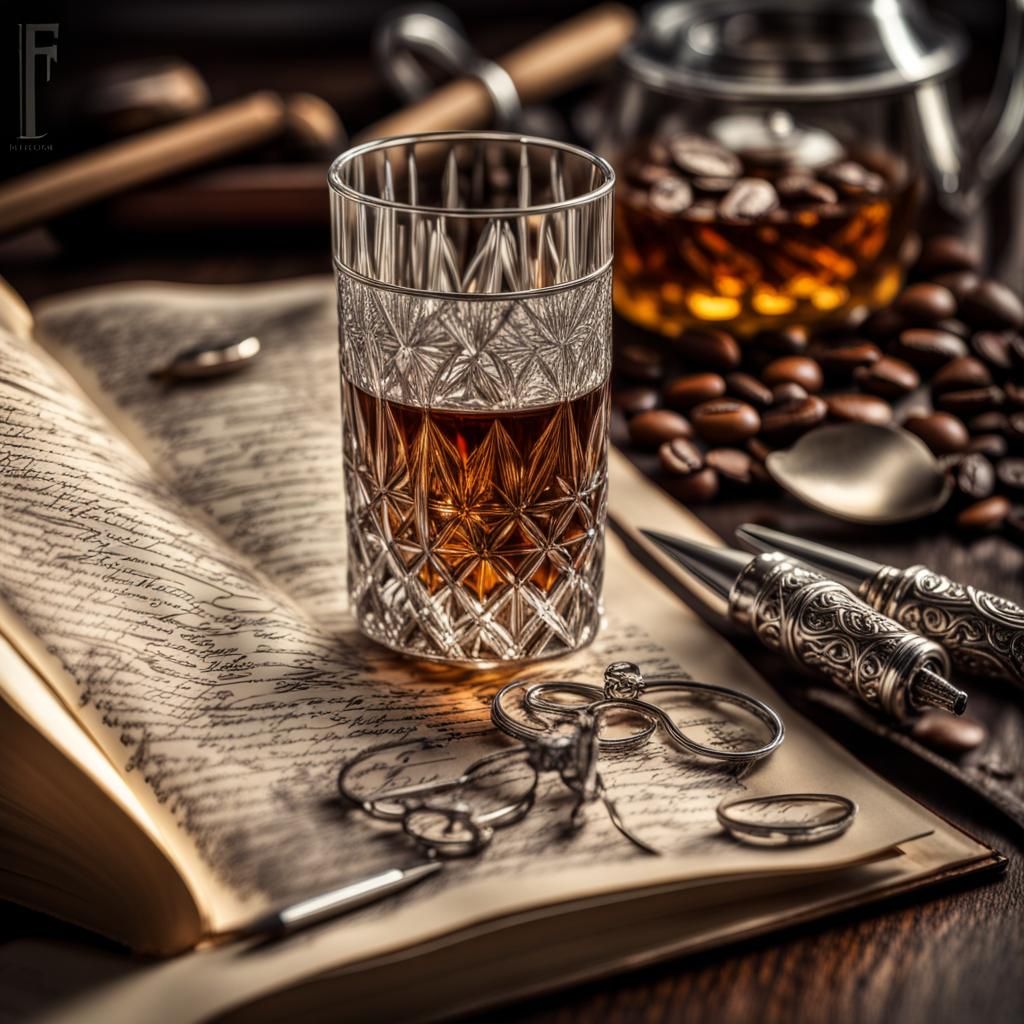 Detailed Still Life with Glasses and Book